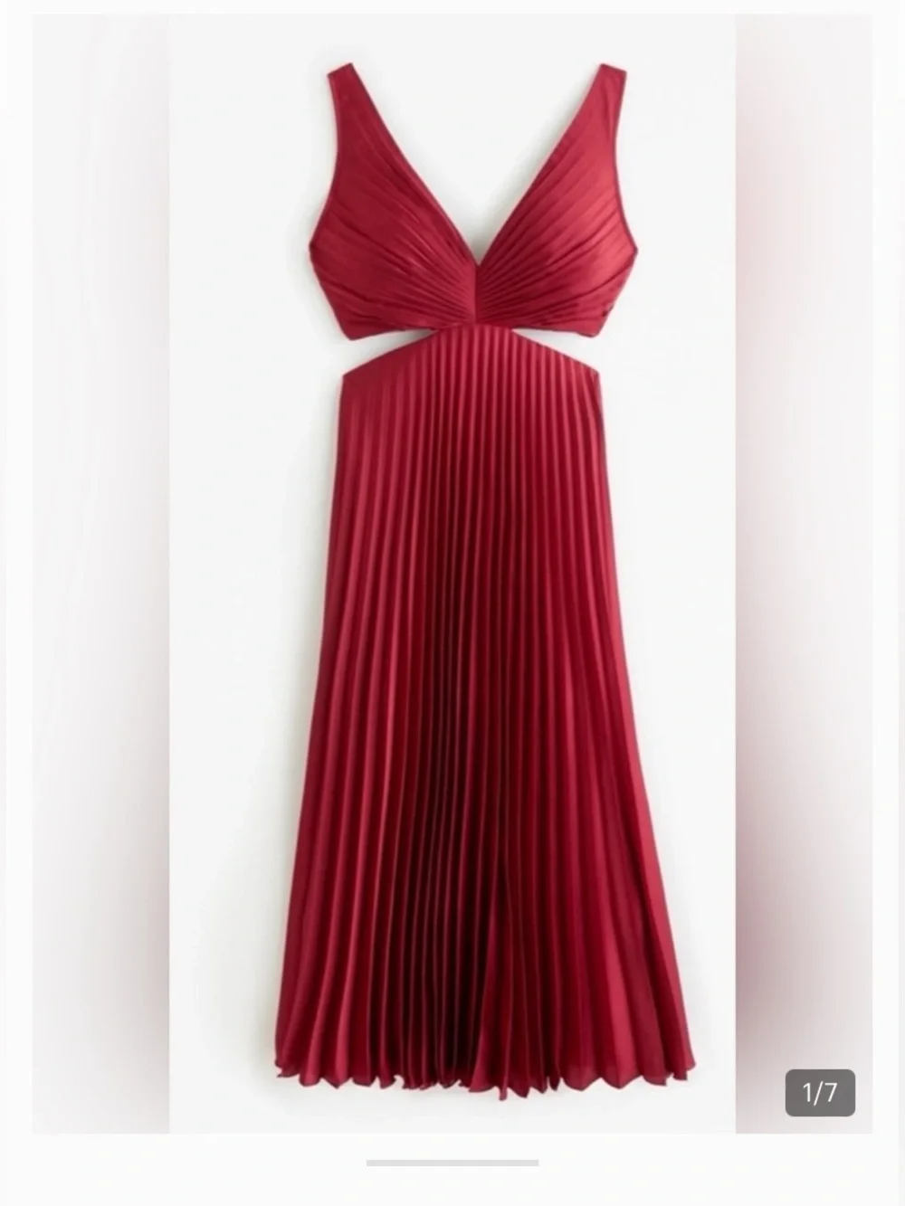 NWT Abercrombie & Fitch Giselle Pleated Cut Out Satin Maxi Dress Deep Red Size S